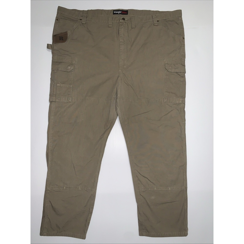 Mens Wrangler RIGGS Ripstop Workwear Cargo Pants‎ Size 54x32 Brown Canvas